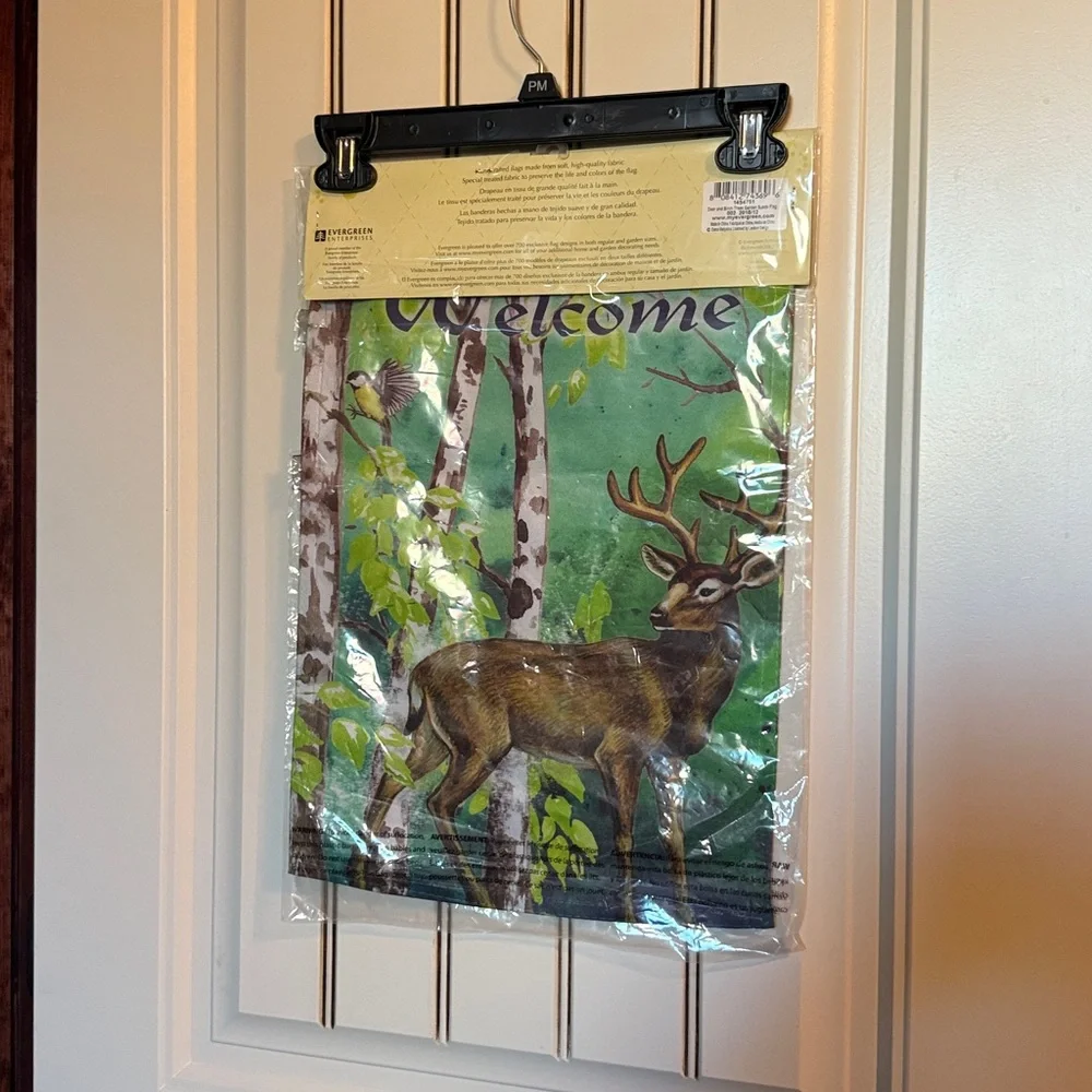 NWT Woodland Scene With Buck Garden Flag. Eye Catching Addition to Your Garden.